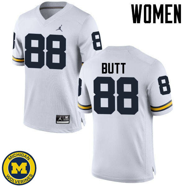 Women Michigan Wolverines #88 Jake Butt White College Game Jersey